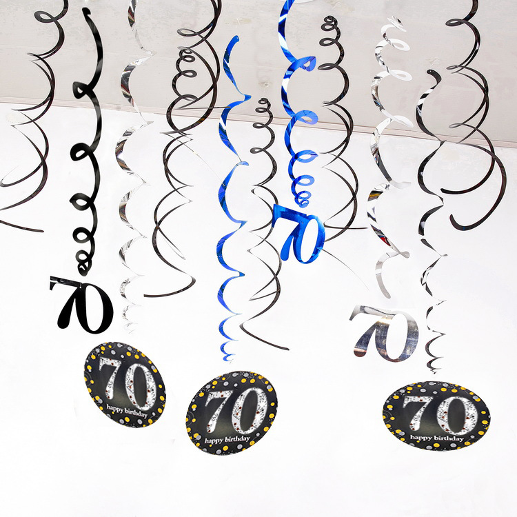 Fiesta de cumpleaños de Amazon Colgante en espiral de PVC de 12 piezas 30 años 40 años 50 años 60 años Decoración de cumpleaños