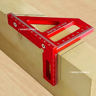 Cross-Border Aluminum Alloy Woodworking Triangle Ruler Right Angle Marking Locator Metric and Inch Unit Marking Tool