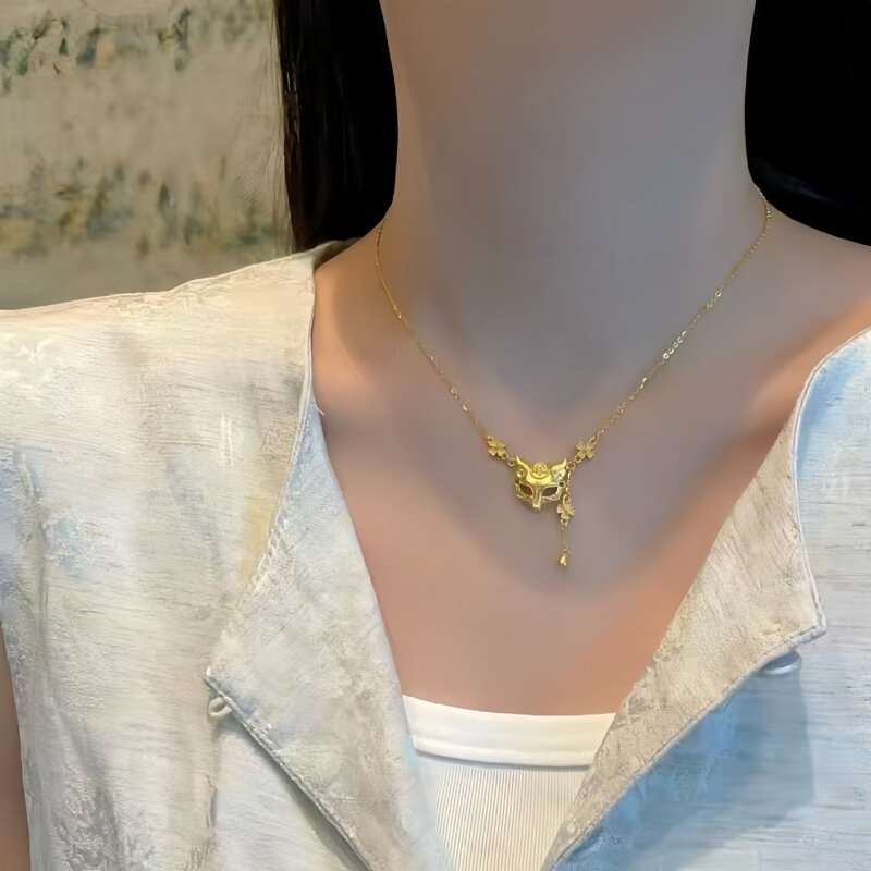 「金面灵狐」金店同款狐狸面具项链国风仙气东方神秘感夏日锁骨链|undefined