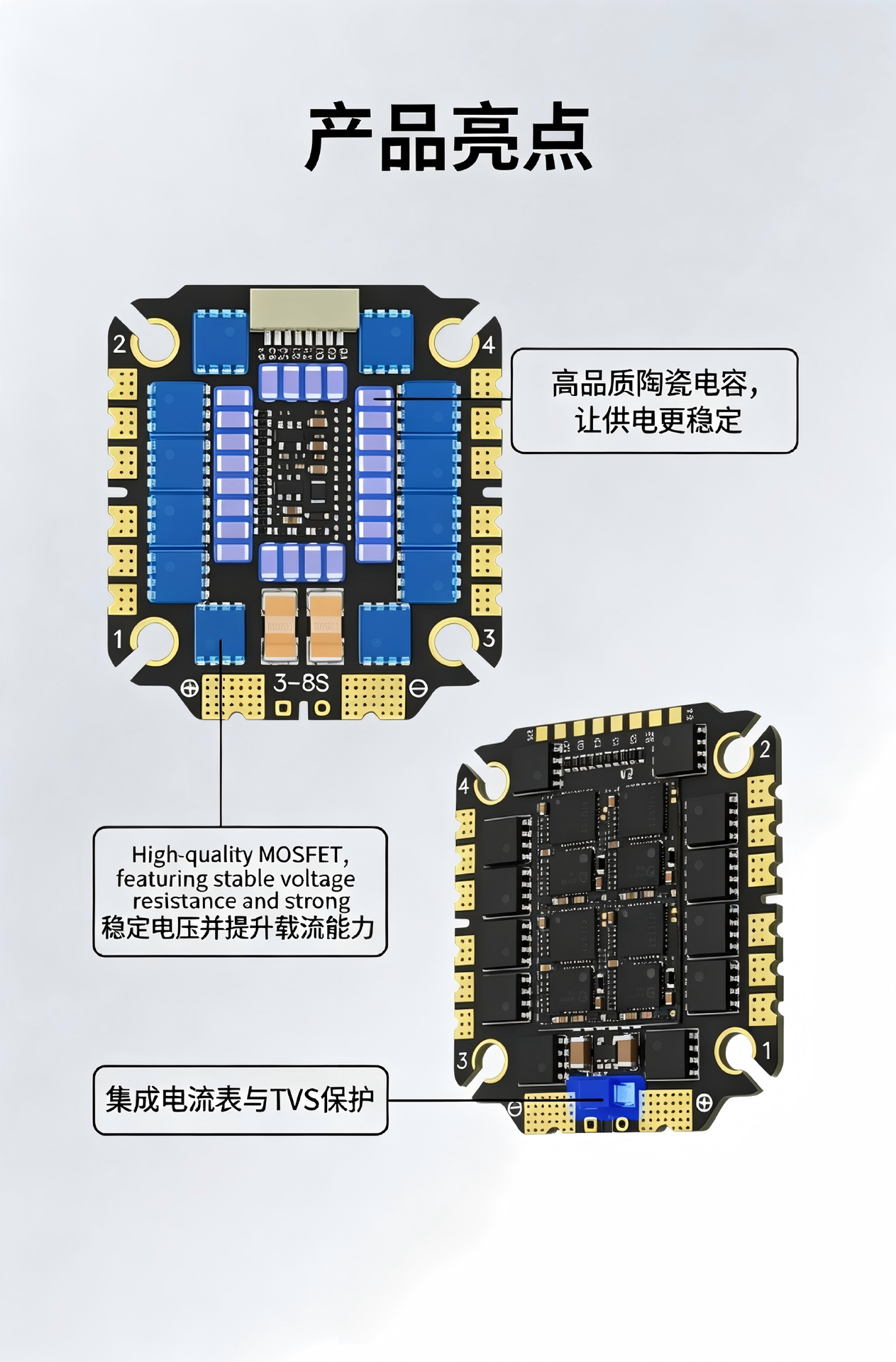 Aocoda-RC 3055/3065/3075 AM32 32Bit 55A/65A/75A four-in-one electronic regulator