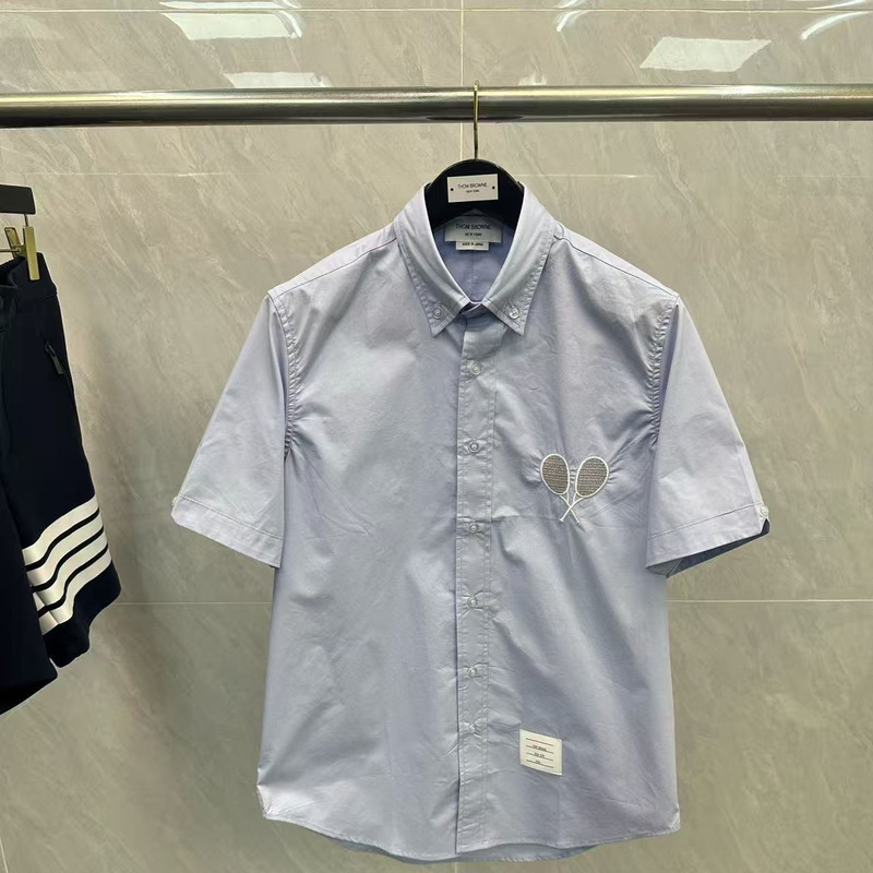 Factory Direct Sale Tb Tennis Racket Embroidery Short-Sleeve Polo Shirt Casual Versatile Unisex Cardigan Shirt Top