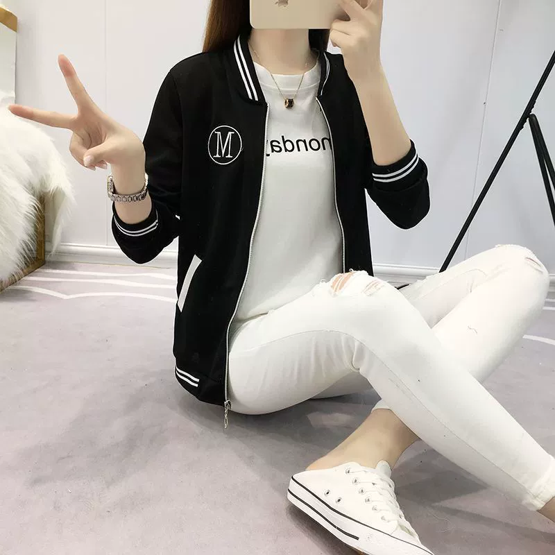 Autumn spring jacket, baseball uniform, Korean style, loose fit, plus size