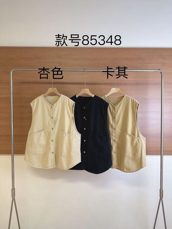 2025秋季新款韩版宽松简约圆领单排扣中长款马甲文艺无袖上衣|undefined