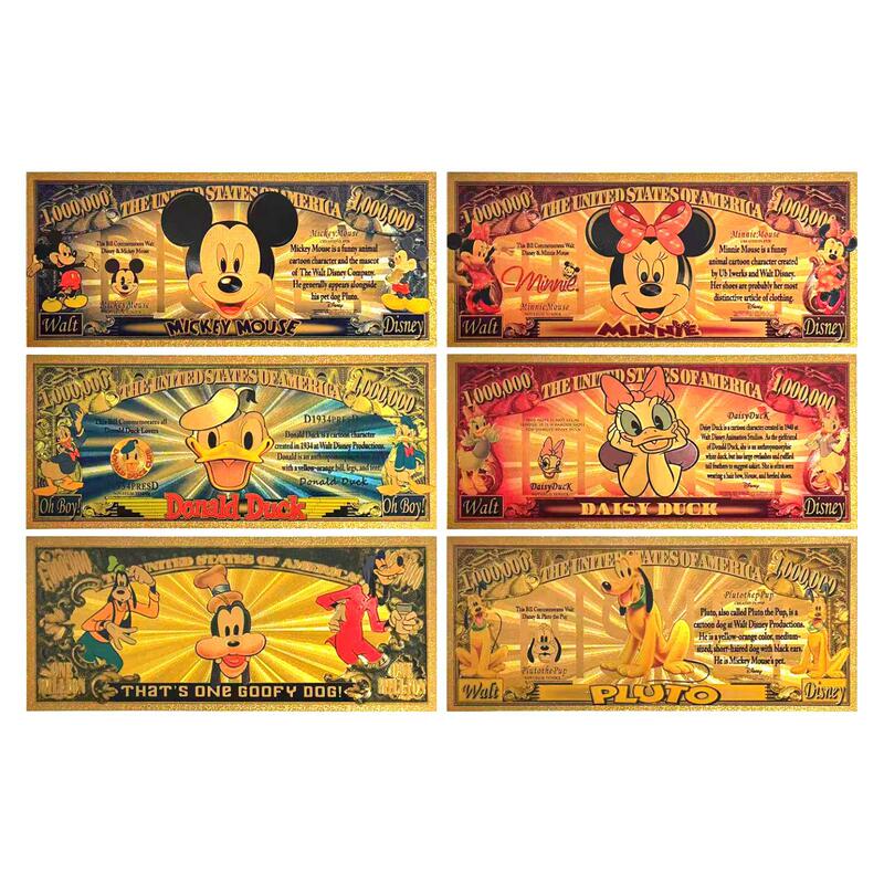 Classic Anime Mickey Mouse Commemorative Banknote Donald Duck Gold Banknote Coin Plastic Coin Plastic Gold Foil Collection Gift