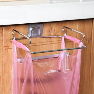 Stainless Steel Garbage Bag Bracket Cabinet Door Back Type Garbage Rack Hanger Rack Mask Rack Pot Cover Rack Hanger