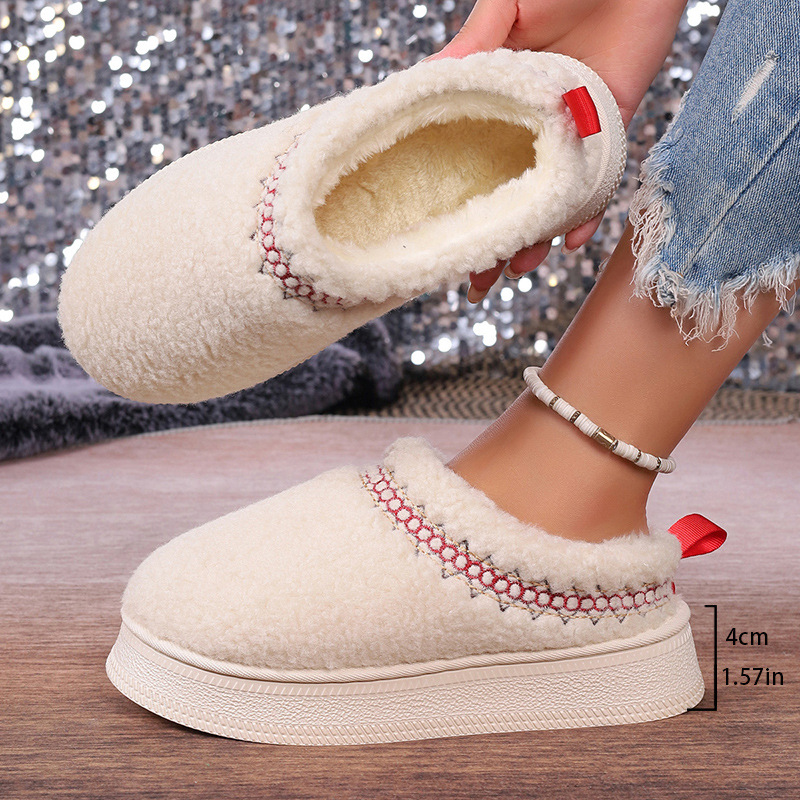 Vastag talpú báránygyapjúból készült, szélálló, téli, baotou félpapucs, női, új, csipkés, gyapjas, hótaposós, pamut papucs_voghion.com