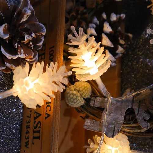 厂家led圣诞节装饰彩灯铃铛松果毛毛球蒲公英圣诞树雪花电池灯串