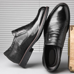8cm增高男鞋頭層羊皮商務正裝皮鞋男士一腳蹬套腳鞋牛筋底休閒鞋