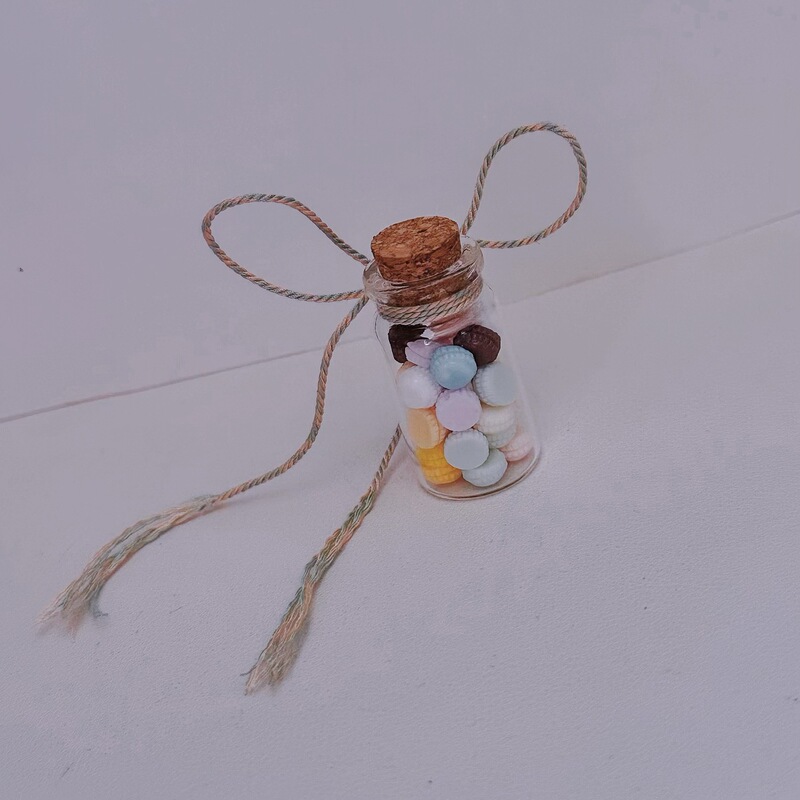 Ins-Style Macaron Mini Glass Bottle Pendant, Keychain DIY Accessory, Girly Bag Charm