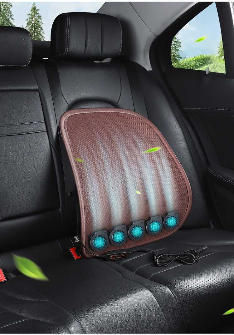 Summer Lumbar Support Cooling USB Fan Backrest Cushion Office Waist Support with Three Adjustable Wind Speeds