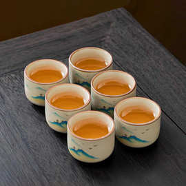 围炉煮茶配件主人杯六杯陶瓷茶杯茶碗喝茶小杯子日式功夫茶具套装