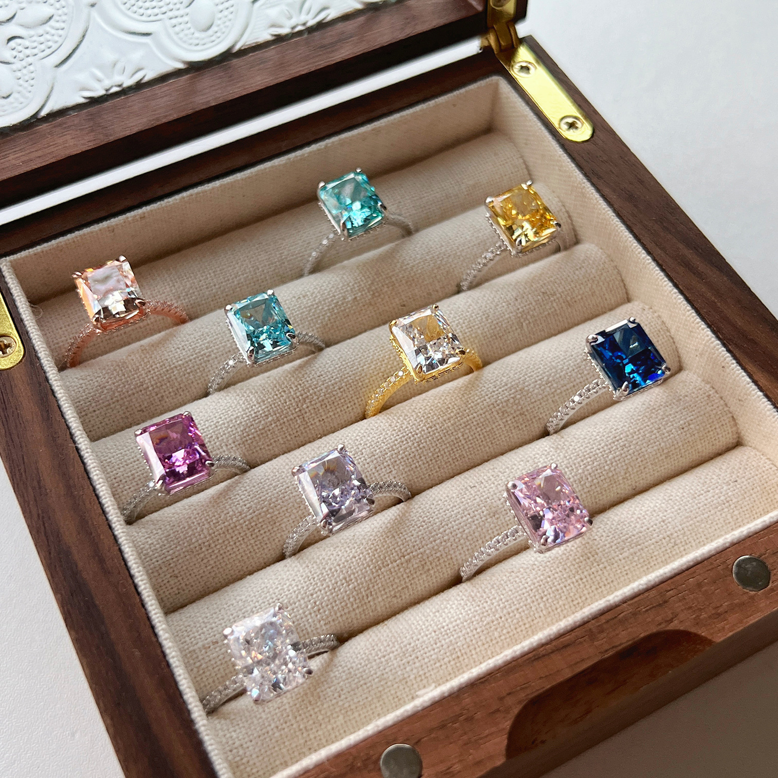 10g Weight Zircon Inlay Material Rings Classification 6, 9 Ring Size 1 Piece Quantity Holiday, Daily Occasion 925 Sterling Silver Material Geometric Pattern Women's Gender Plating Design Elegant, Luxurious, Simple Style Style 925 Sterling Silver Zircon Geometric Rings 1