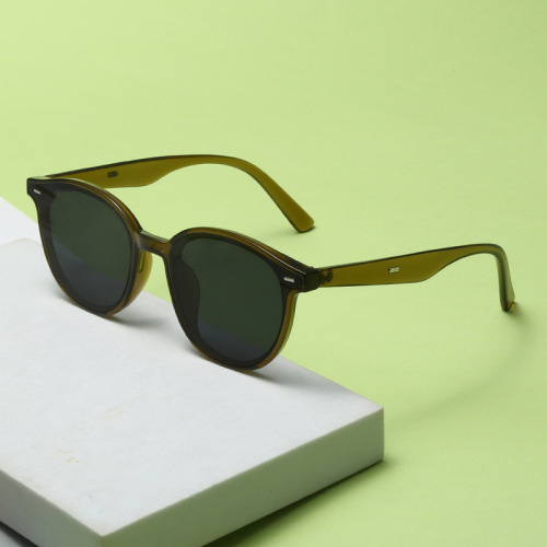 橄榄绿框墨镜新款gm太阳镜女日落色网红同款防紫外线眼镜