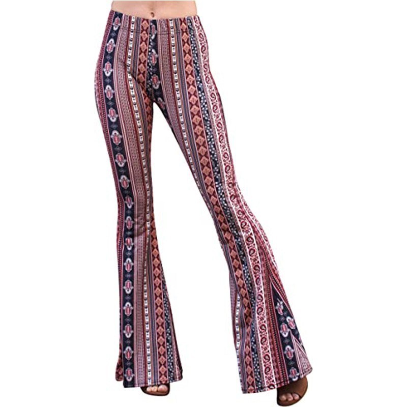 Women's Holiday Party Beach Vintage Style Argyle Elephant Full Length Printing Casual Pants Flared Pants display picture 8