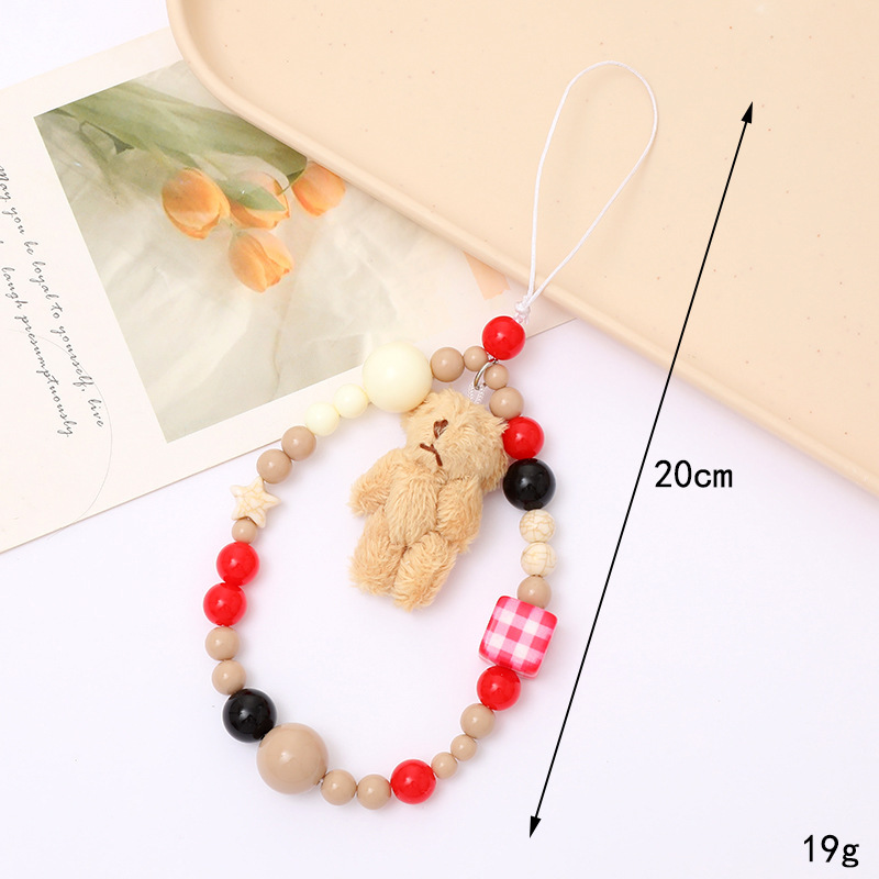 Venta caliente Internet celebridad con cuentas amor teléfono cadena anti-perdida gota resistente teléfono caso diy perla cadena corta teléfono cordón