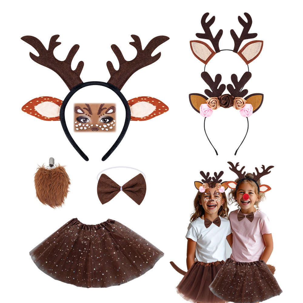 Navidad cornete diadema ciervos pettiskirt niños lindo alces diadema Tutu falda traje fábrica al por mayor