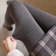 秋冬竖条纹加厚一体裤女仿羊绒连袜踩脚螺纹打底裤保暖棉裤