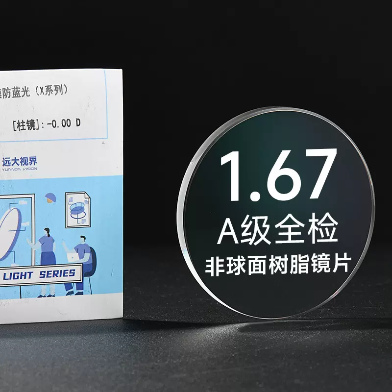 1.67防蓝光非球面X6膜高清发水膜近视老花高散眼镜片批发