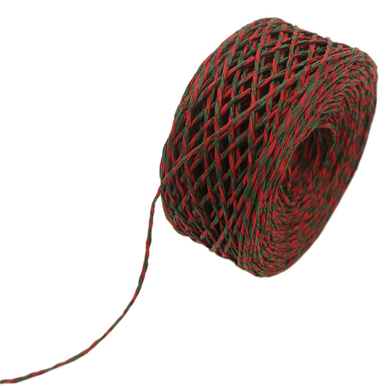 Nuevos productos transfronterizos de cuerda de papel de Navidad correa DIY material de decoración cuerda de embalaje de regalos cuerda de color rojo verde 100 metros