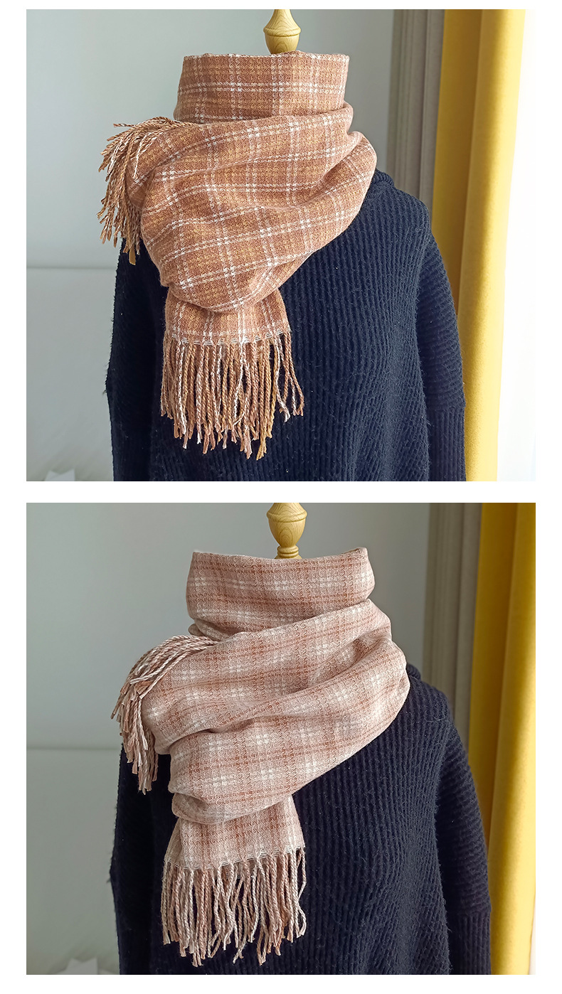 Unisex Plaid Schal Damen süßer Hals dicker warmer Schal_voghion.com