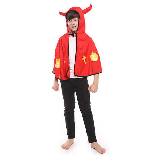 Halloween Cow Horn Cape Children's Day Costume Cosplay Cape Pumpkin Bag Props Performance Outfit