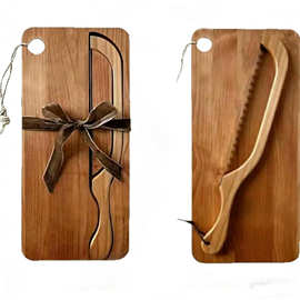 木质面包刀带砧板吐司法棍分片器切割锯菜板烘培切片面包弓刀托盘