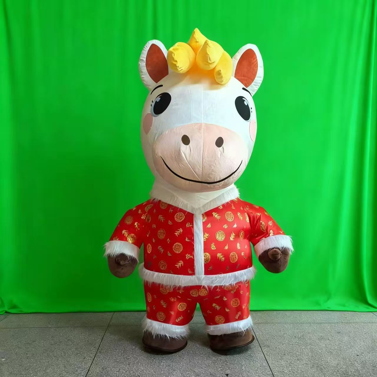 Year of the Horse Mascot Headgear Activity Walking Props Unicorn Doll Clothes Pony Sapphire Blue Cartoon Doll Costume
