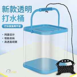 折叠打水桶透明钓鱼专用加厚一体成型多功能装鱼桶路亚溪流活鱼桶