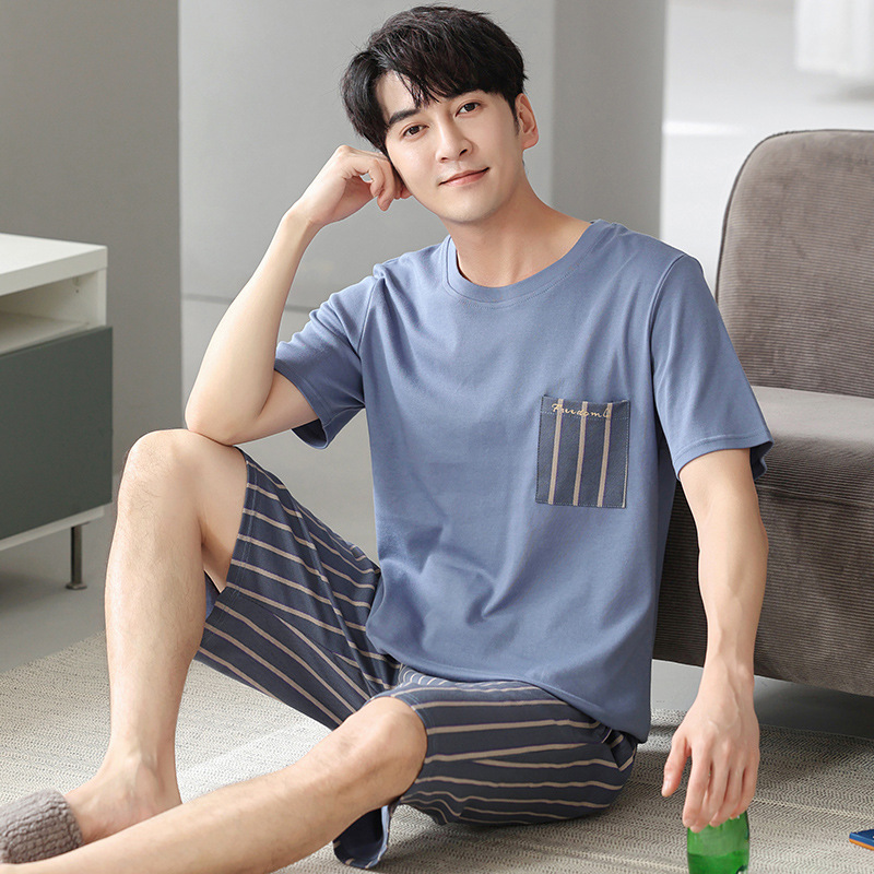 New Modal Men's Pajamas Summer Ice Silk Cool Thin plus size Short-sleeved Shorts Outer Wear Home Clothes suit New Modal Men's Pajamas Summer Ice Silk Cool Thin plus size Short-sleeved Shorts Outer Wear Home Clothes suit