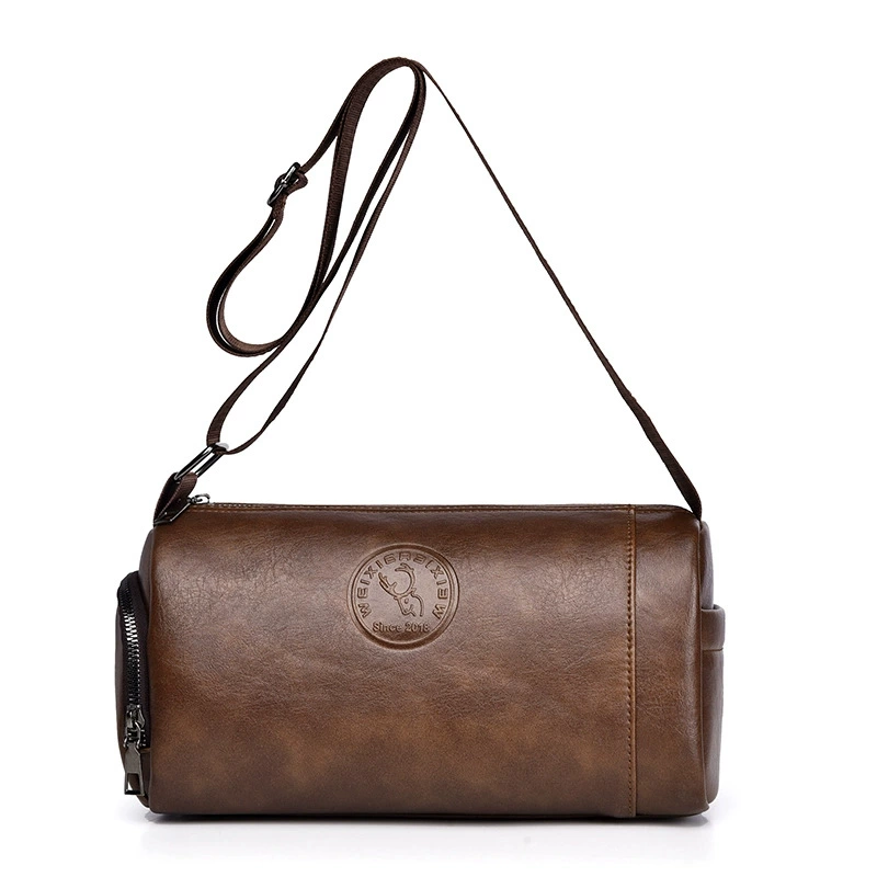 Retro waterproof capacious shoulder bag, polyurethane one-shoulder bag, genuine leather