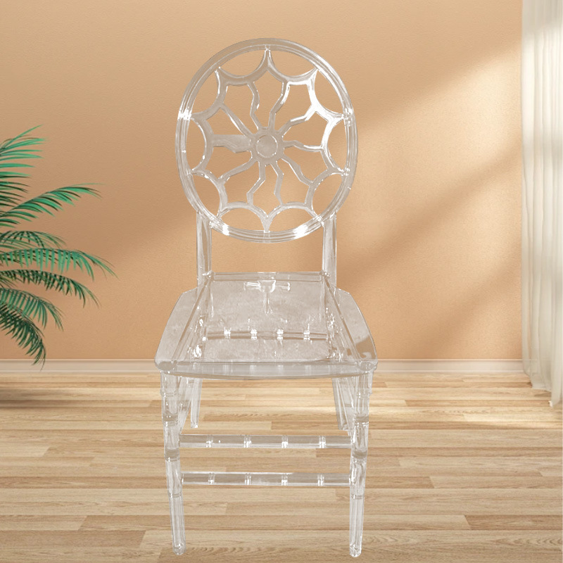 Sillas transparentes para uso doméstico, sillas de ocio para PC de hotel con respaldo, sillas de cristal para exterior al por mayor, sillas de comedor Napoleón, sillas de bambú, lujo ligero.