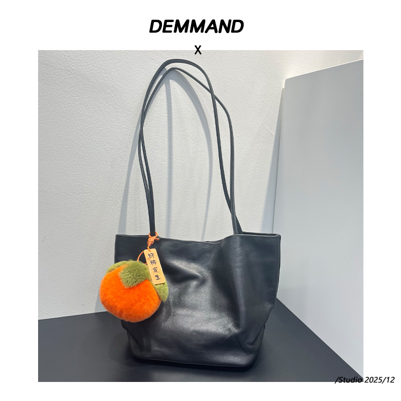 Large Capacity Matte Cowhide Tote Bag, Vintage Red Suede Shoulder Bag, Underarm Bucket Bag For Women - Thumbnail 3