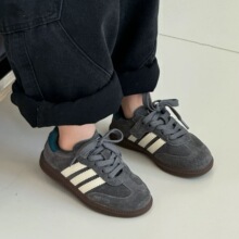 真皮儿童德训鞋四季款轻便男童运动鞋软底韩版女童休闲板鞋深空灰