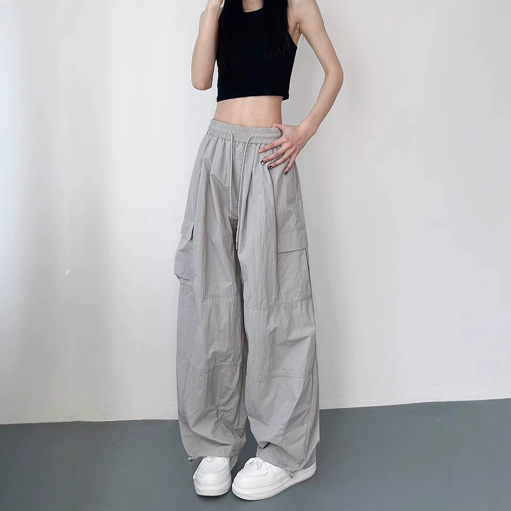 Thin silk quick dry trousers, plus size, loose straight fit