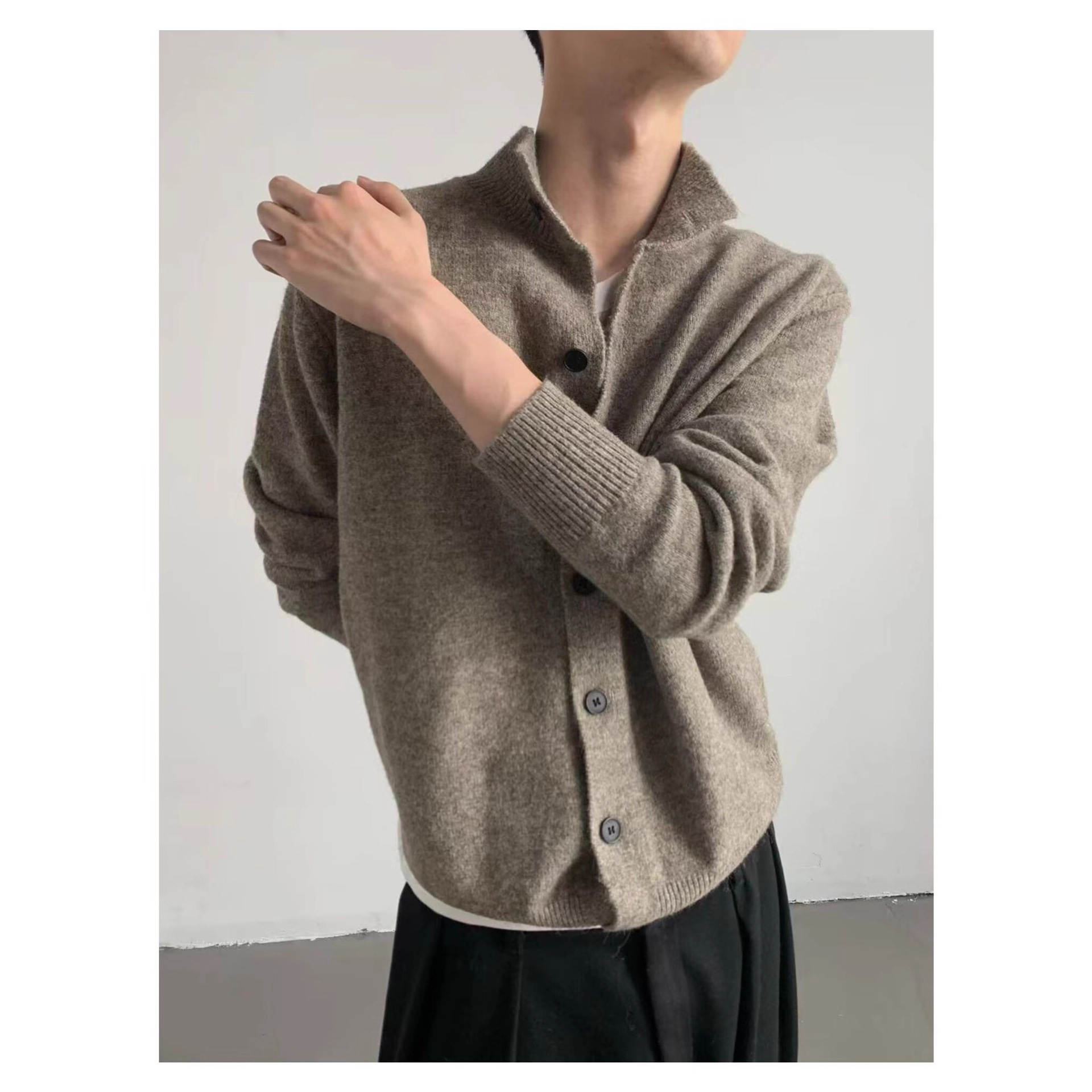 American Retro Half Turtleneck Knitwear Men's 2025 Autumn and Winter Lazy Style Knitwear Casual Cardigan Jacket Trendy