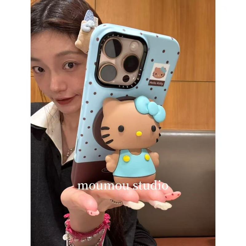 小众波点黑皮猫咪磁吸适用于iPhone16Promax手机壳苹果15菲林1413|undefined