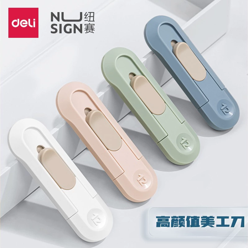 Deli Art Нож Распаковка Экспресс Распаковка Нож Артефакт Чистый Красный Высокое Значение Цвета Мини Портативный Безопасный Автоматический Отскок