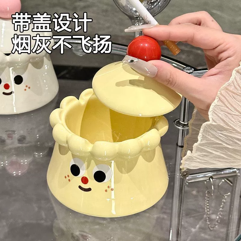 Ceramic creative ashtray, cover for commercial use, high-quality style