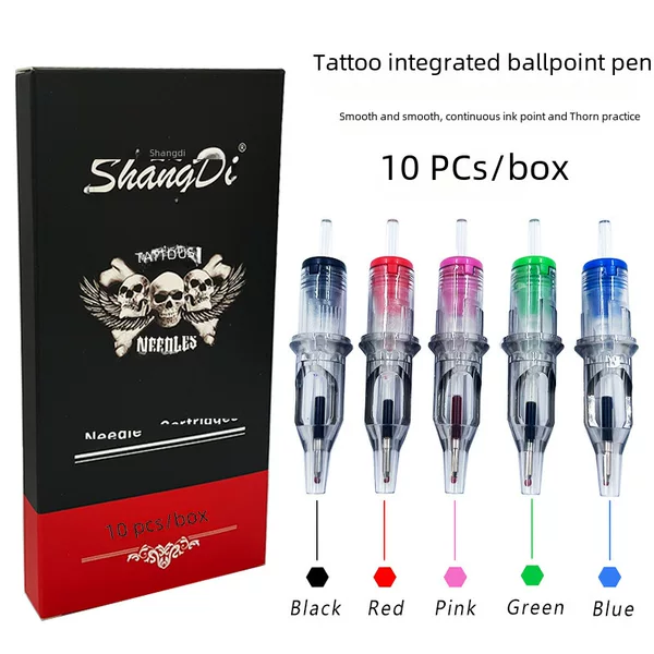 Tattoo equipment color ballpoint pen integrated needle painting draft point tattoo refill multi-color disposable ink point painting