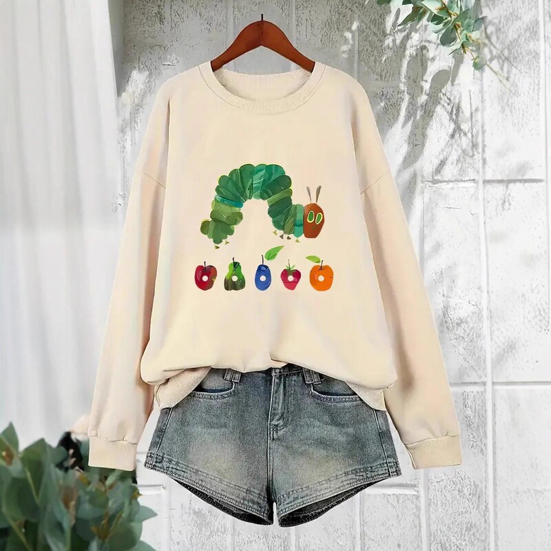 European and American Caterpillar Pattern Printed Casual and Comfortable Long-Sleeved Pullover Sweatshirt for Women Cross-Border Temu Autumn and Winter New Style European and American Caterpillar Pattern Printed Casual and Comfortable Long-Sleeved Pullover Sweatshirt for Women Cross-Border Temu Autumn and Winter New Style