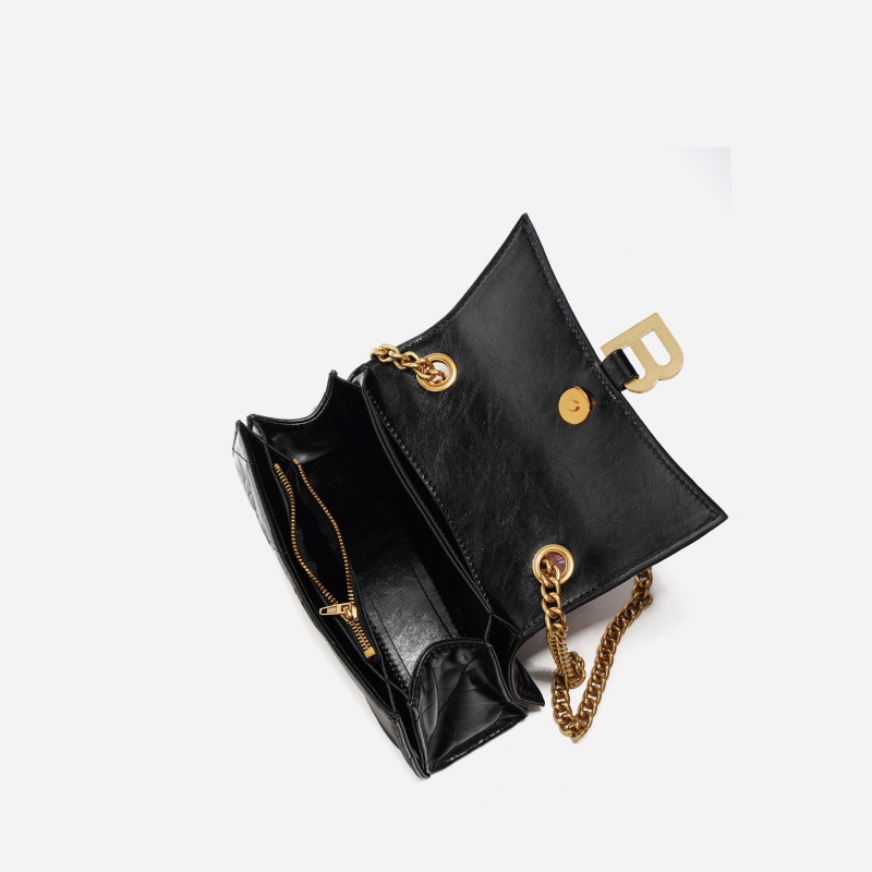 Hourglass Bag For Women 2025 New Arrival Genuine Leather Ruched Chain Crossbody Underarm Bag Luxury Multi-Compartment Small Phone Bag - Thumbnail 4
