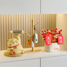 入户招财猫摆件门口玄关钥匙收纳新房客厅家居装饰品乔迁新居礼品