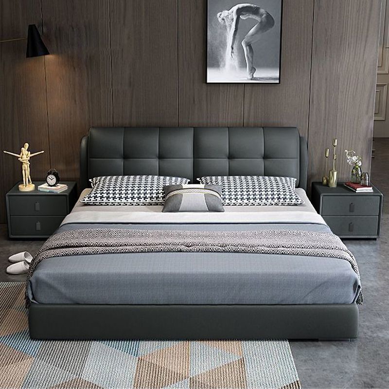 Nordic Light Luxury Leather Bed 1.8 Meters Master Bedroom Bed Internet Famous High-end Atmospheric Light Luxury Single Bed Double Soft Bag Big Bed