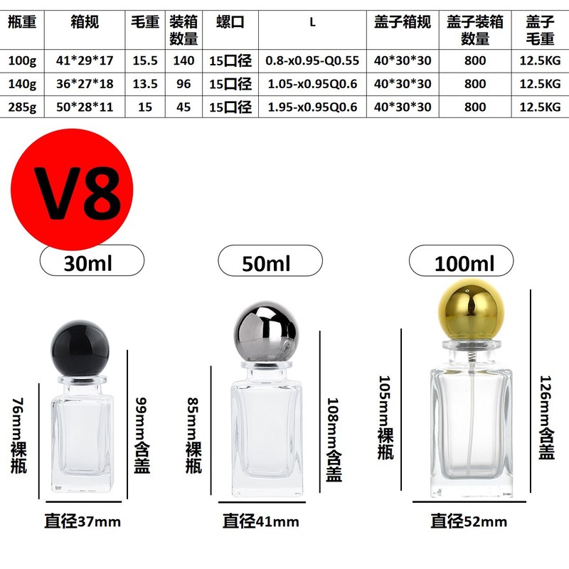 現物卸売り金銀黒円球蓋30ml 50ml 100mlガラス香水分注瓶携帯|undefined