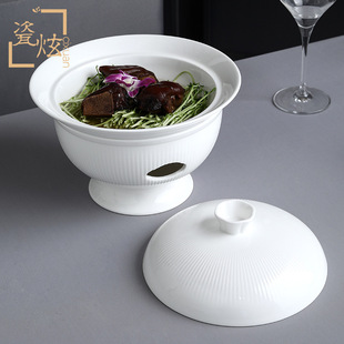 White porcelain wing Cup hotel restaurant banquet commercial sea cucumber bowl abalone Bird's Nest ceramic stew Cup tableware wholesale