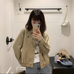 原标可扫码RL拉夫小马标经典翻领女款夹克斜纹布水洗外套短款