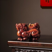 海黄 | 母子貔貅 摆件雕刻客厅家居桌面装饰木质工艺品送礼