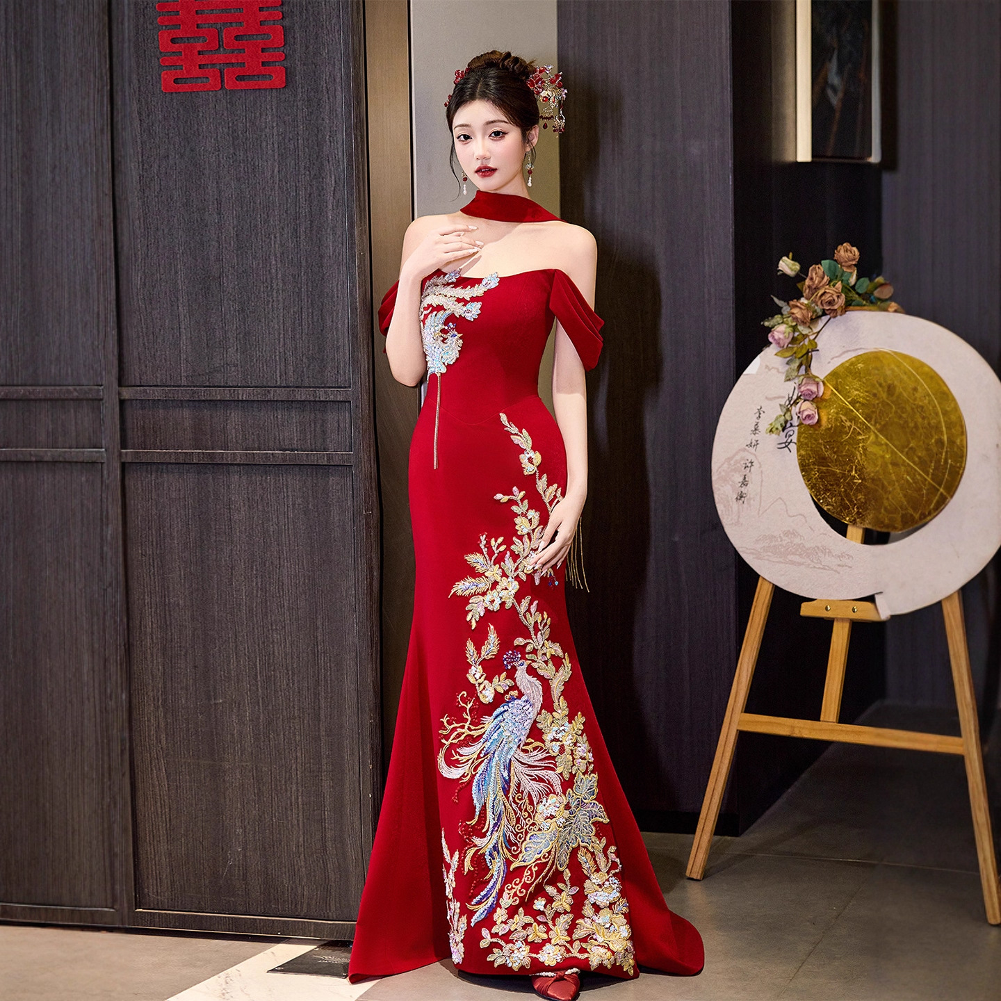 New Chinese-Style Stunning Bridal Toast Dress 2026 New Wedding Dress Engagement Dress Morning Gown Women's High-End Homecoming Dress