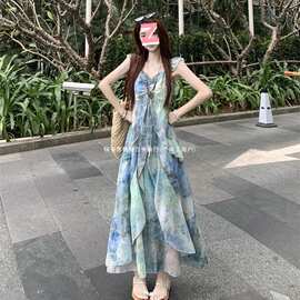 《林间浮夏》2026春夏新款设计感度假风印花波西米亚仙女连衣裙