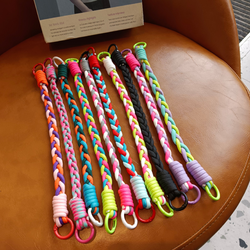 Color-blocked woven mobile phone lanyard creative short woven lanyard mobile phone case key ring detachable anti-lost lanyard 30CM